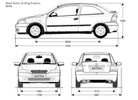 Wymiary Opel Astra II